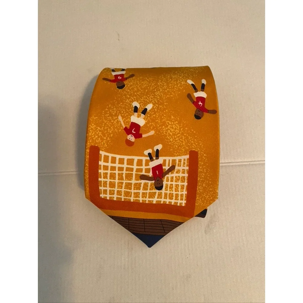 Save the Children Mens Silk Tie Soccer Game Yellow Novelty Sports Made in USA